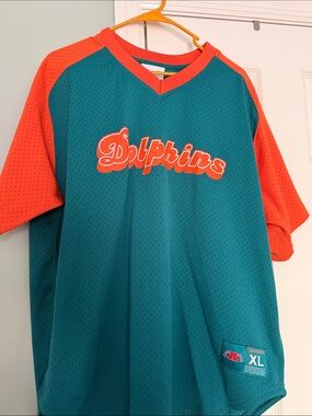 Men’s XL Mitchell & Ness Teal and Orange  Dolphins Jersey